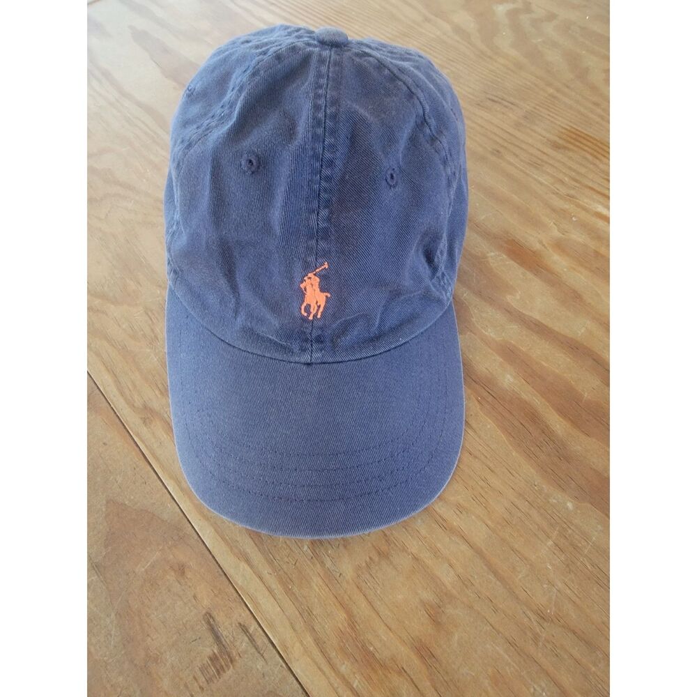 Polo by Ralph Lauren Cotton Baseball Cap Navy Orange Pony Logo One Size